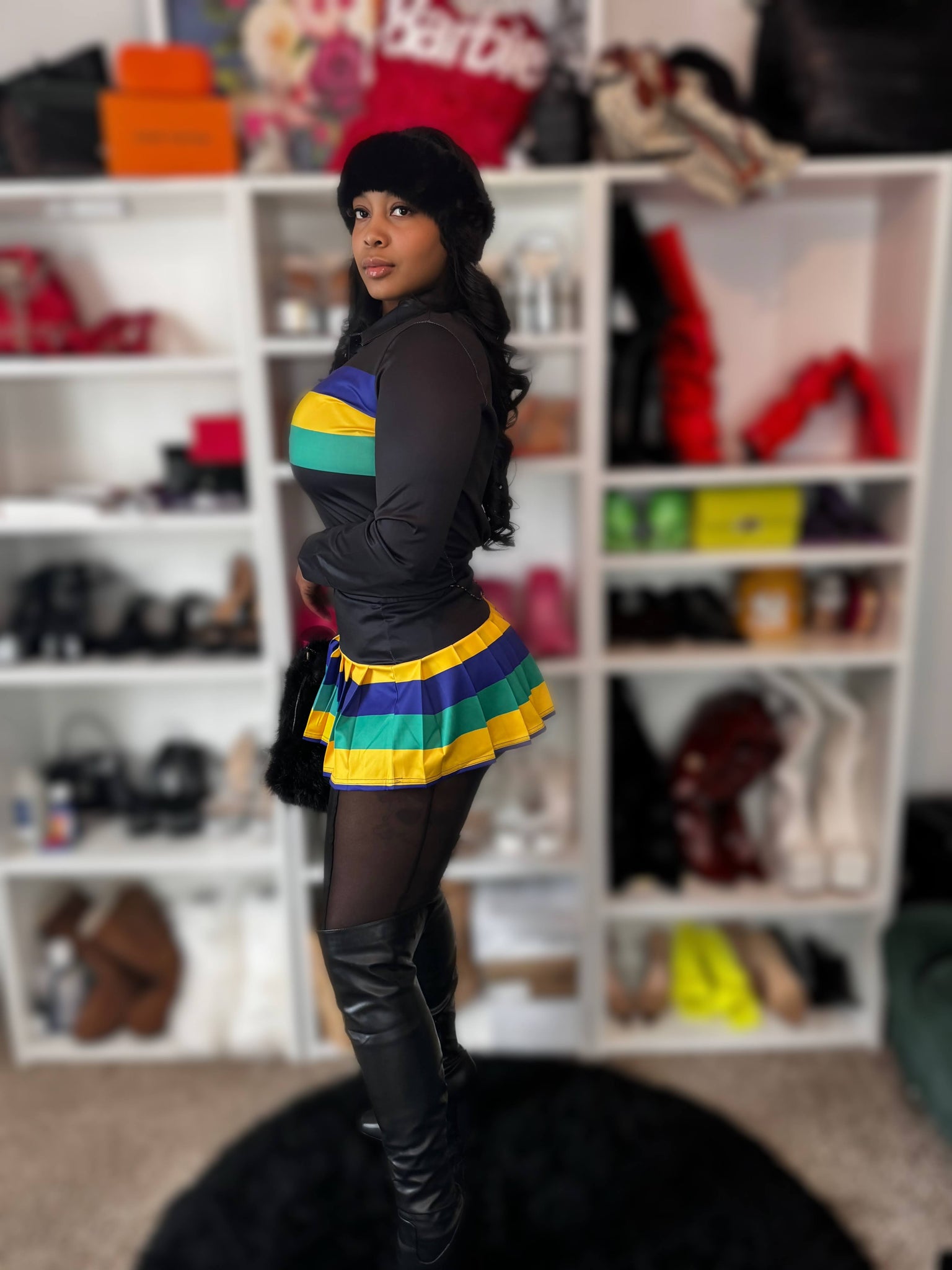 Mardi Gras Mamba Black Skirt Set