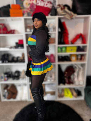 Mardi Gras Mamba Black Skirt Set