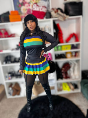 Mardi Gras Mamba Black Skirt Set