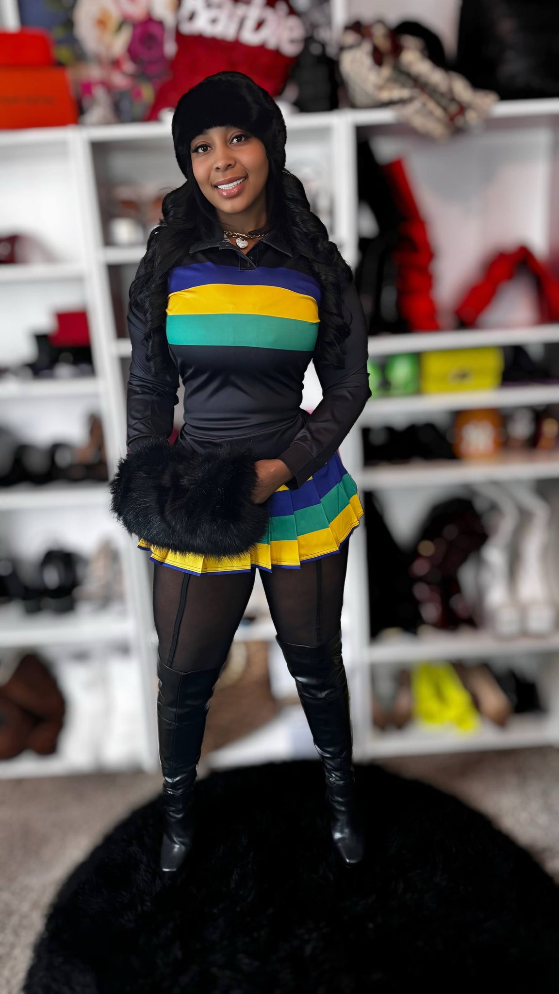 Mardi Gras Mamba Black Skirt Set