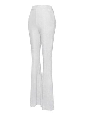 Xiara Silver Glitter Flare Trousers & Draped Top